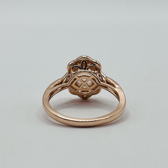 1.75 CT Lab Morganite and Diamond Ring 14K Gold Plated 925 Sterling Silver - Picture 4 of 8